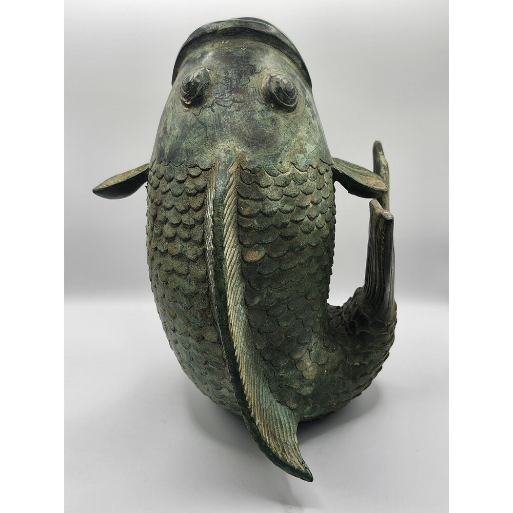 Brass Bronze Koi Fish Sculpture or Bookend 8 1/2 Inches Tall - Picture 4 of 6
